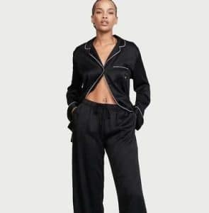 طقم بيجاما طويل من الساتان