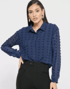 بلوزة سواريه باللون الأزرق