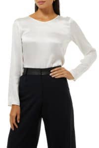 بلوزة سواريه ستان بيضاء