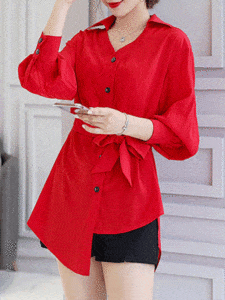 بلوزة شيفون أحمر