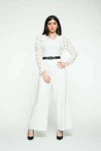 طقم سهرة للمحجبات ابيض