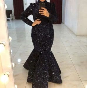 فساتين سواريه محجبات 2022 فتافيت السكر أسود