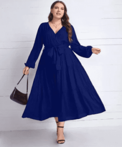 فستان أزرق واسع