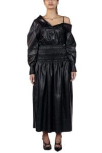 فستان سهرة جلد اسود