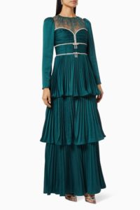 فستان سهرة طويل أخضر