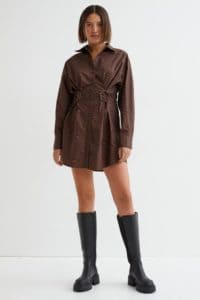 فستان سهرة قصير بني