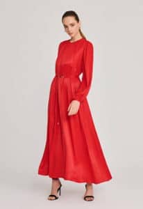 فستان ستان أحمر