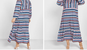 فستان بخطوط مطبوعة