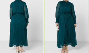 فستان طويل بأكمام جنزاري