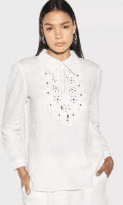 قميص ابيض نمشي منقوش