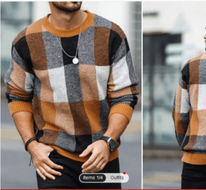 بلوفر شتوي متداخل الألوان