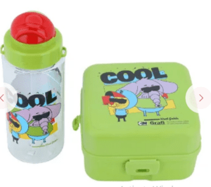 طقم لانش بوكس مع زمزمية اطفال أخضر