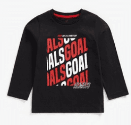 تي-شيرت بطبعة goals بأكمام طويلة