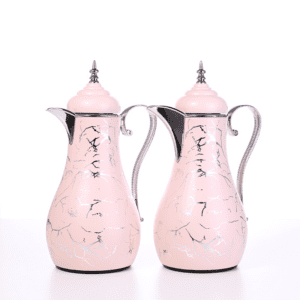 طقم ترامس أسوار وردي بحواف فضي