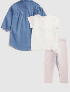 طقم من قميص دنيم، وتي-شيرت