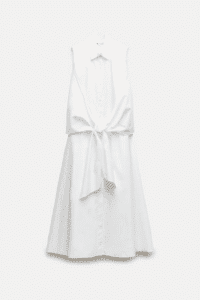 فستان قميصي بوبلين معقود