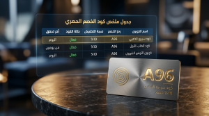 جدول ملخص كود الخصم الحصري