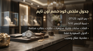 جدول ملخص كود خصم اون تايم