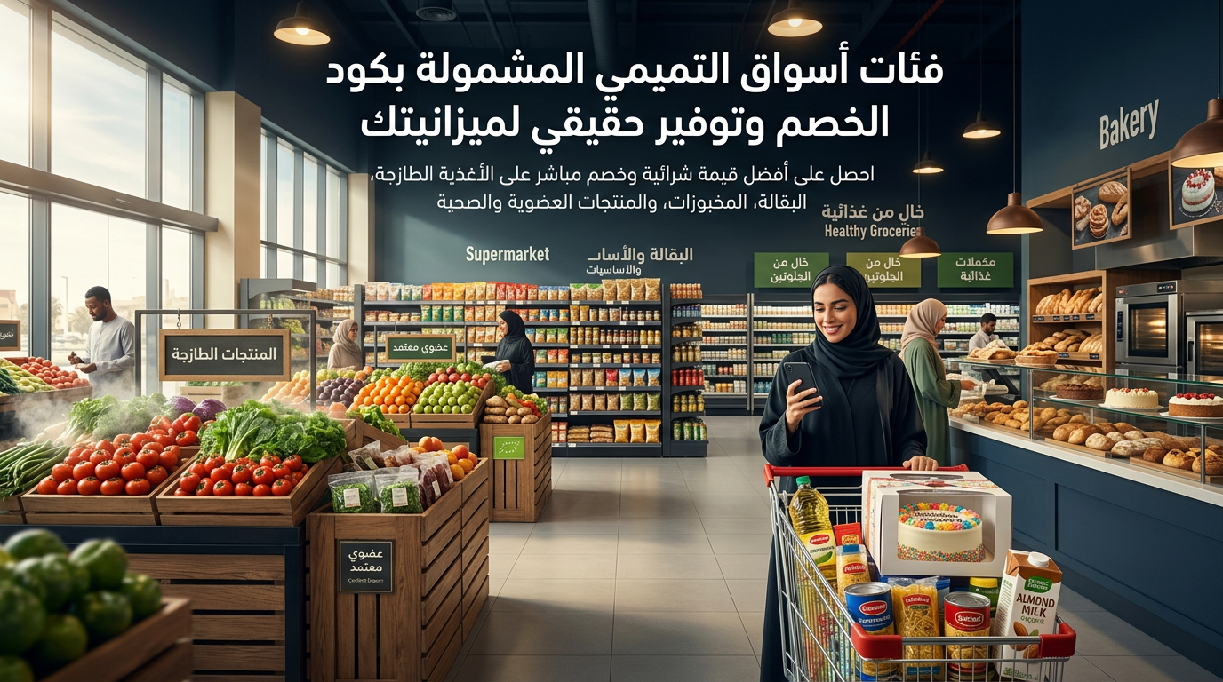 فئات أسواق التميمي المشمولة بكود الخصم