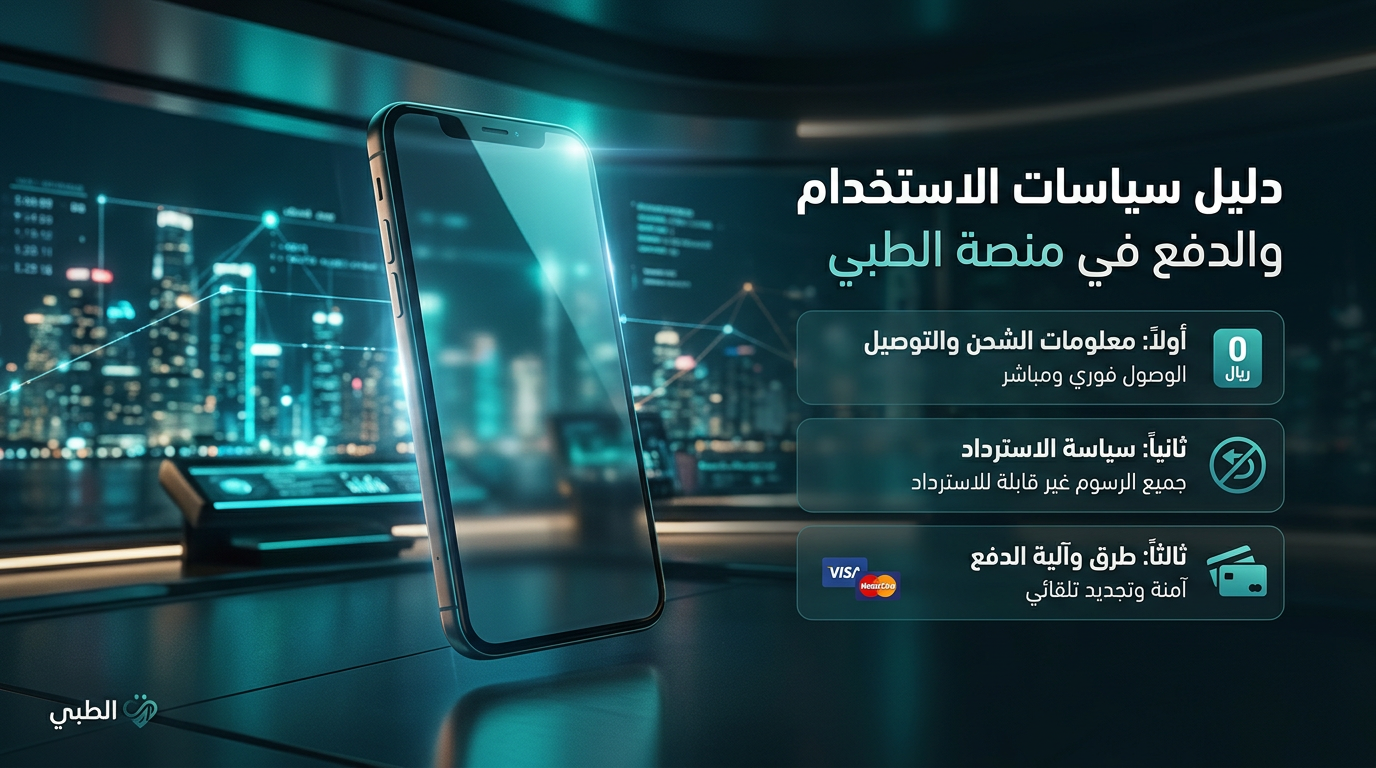 دليل سياسات الاستخدام والدفع في منصة الطبي