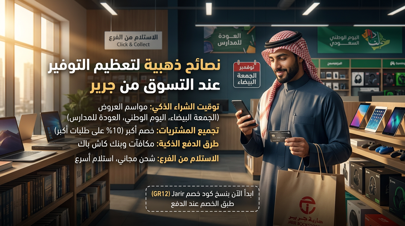 نصائح ذهبية لتعظيم التوفير عند التسوق من جرير