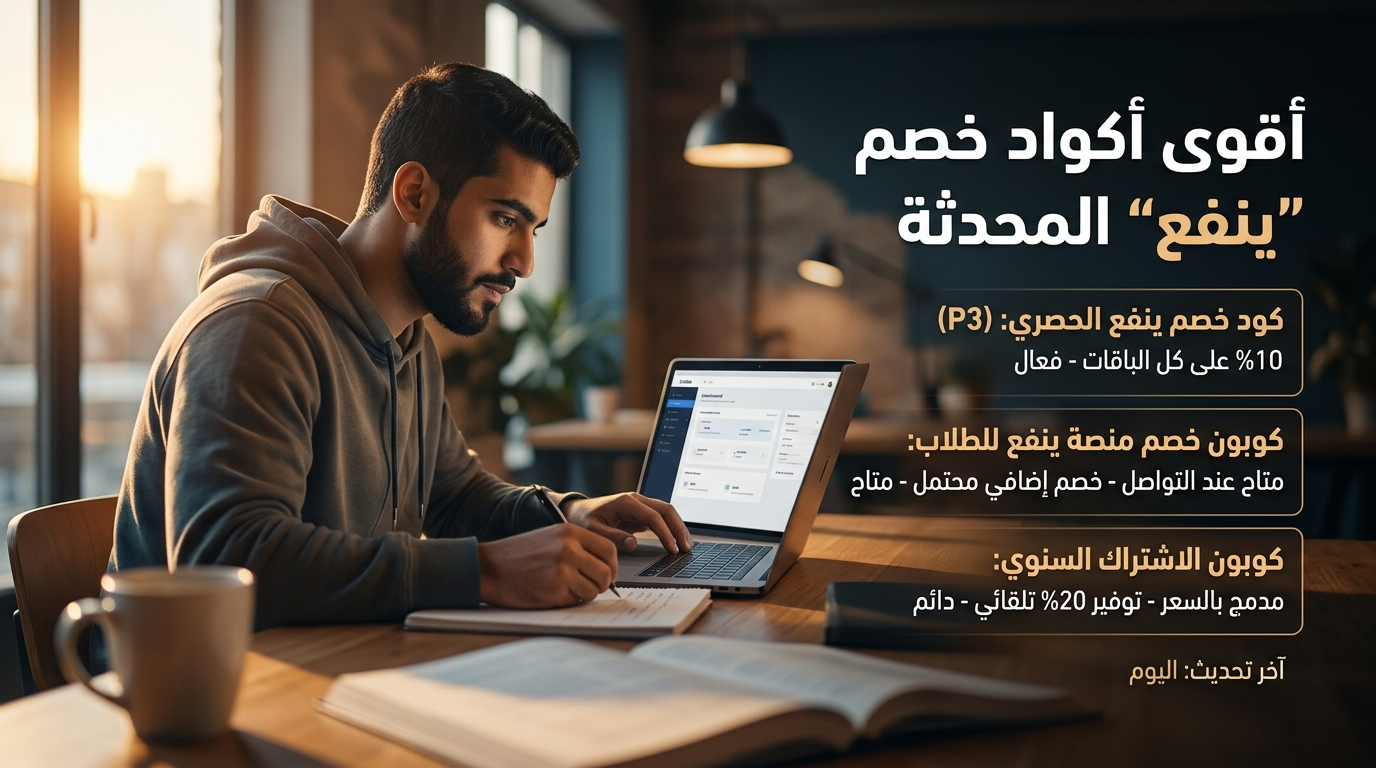 أكواد خصم ينفع المحدثة