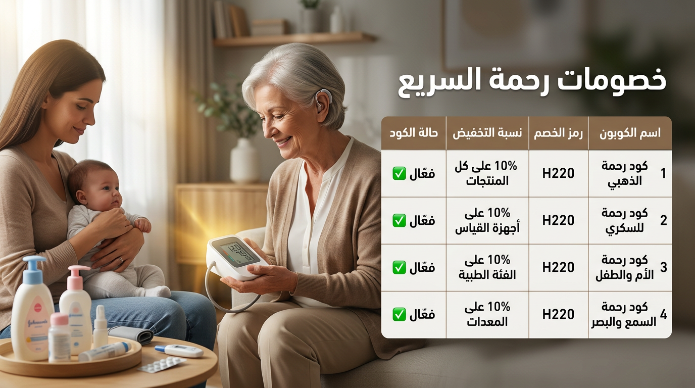 جدول ملخص كود خصم رحمة السريع