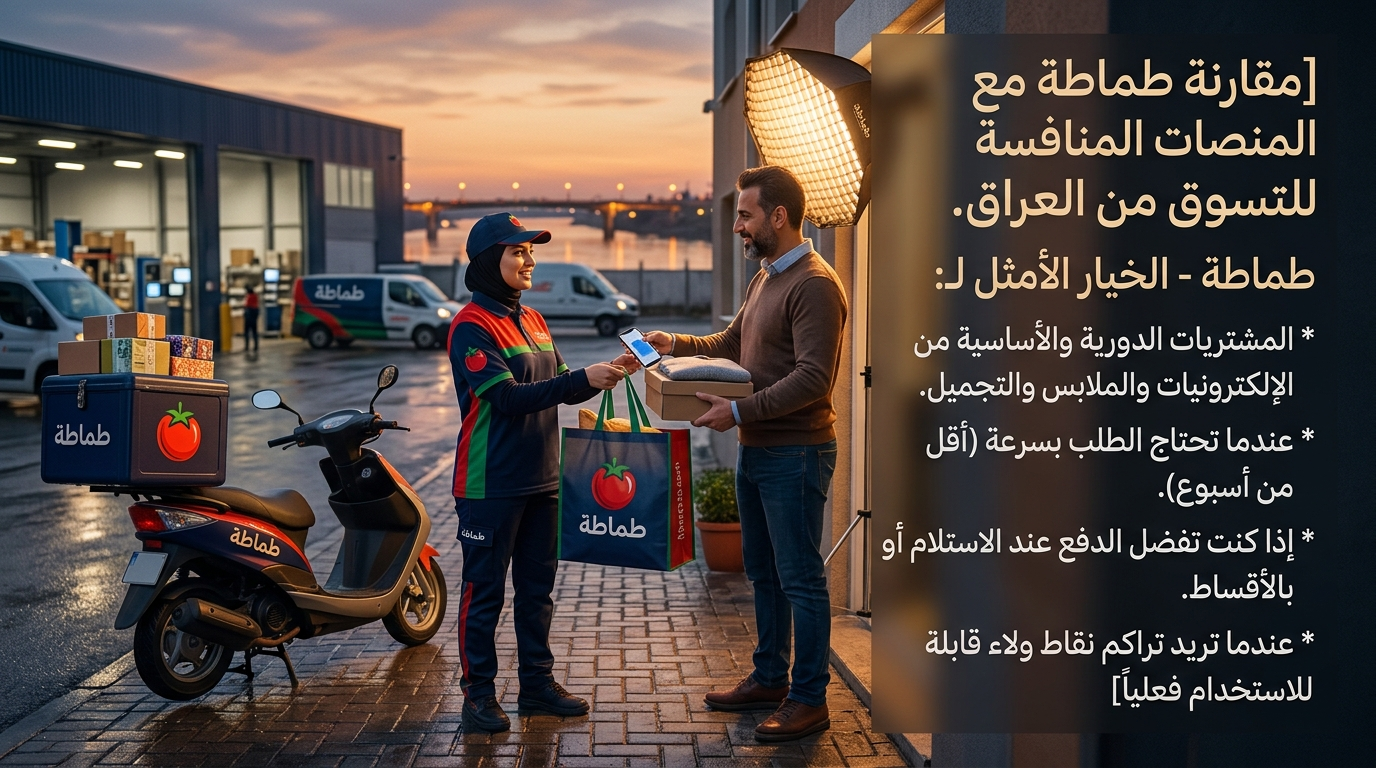 مقارنة طماطة مع المنصات المنافسة للتسوق من العراق