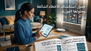 جدول استكشاف الأخطاء الشائعة وحلولها الفورية