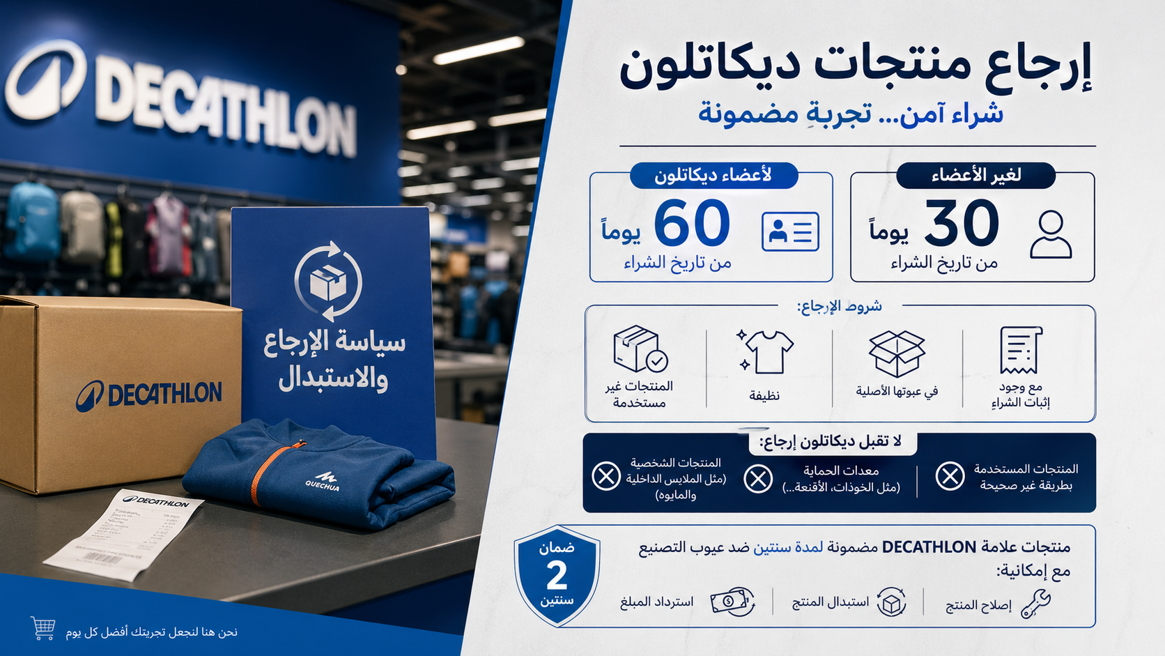 كيفية استرجاع منتجات شركة decathlon