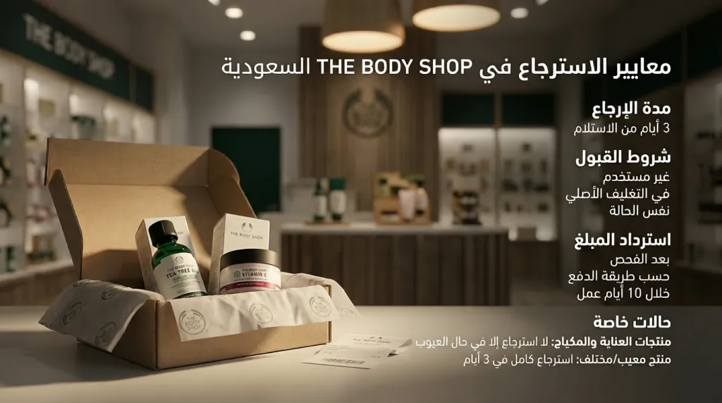 معايير الاسترجاع في متجر the body shop