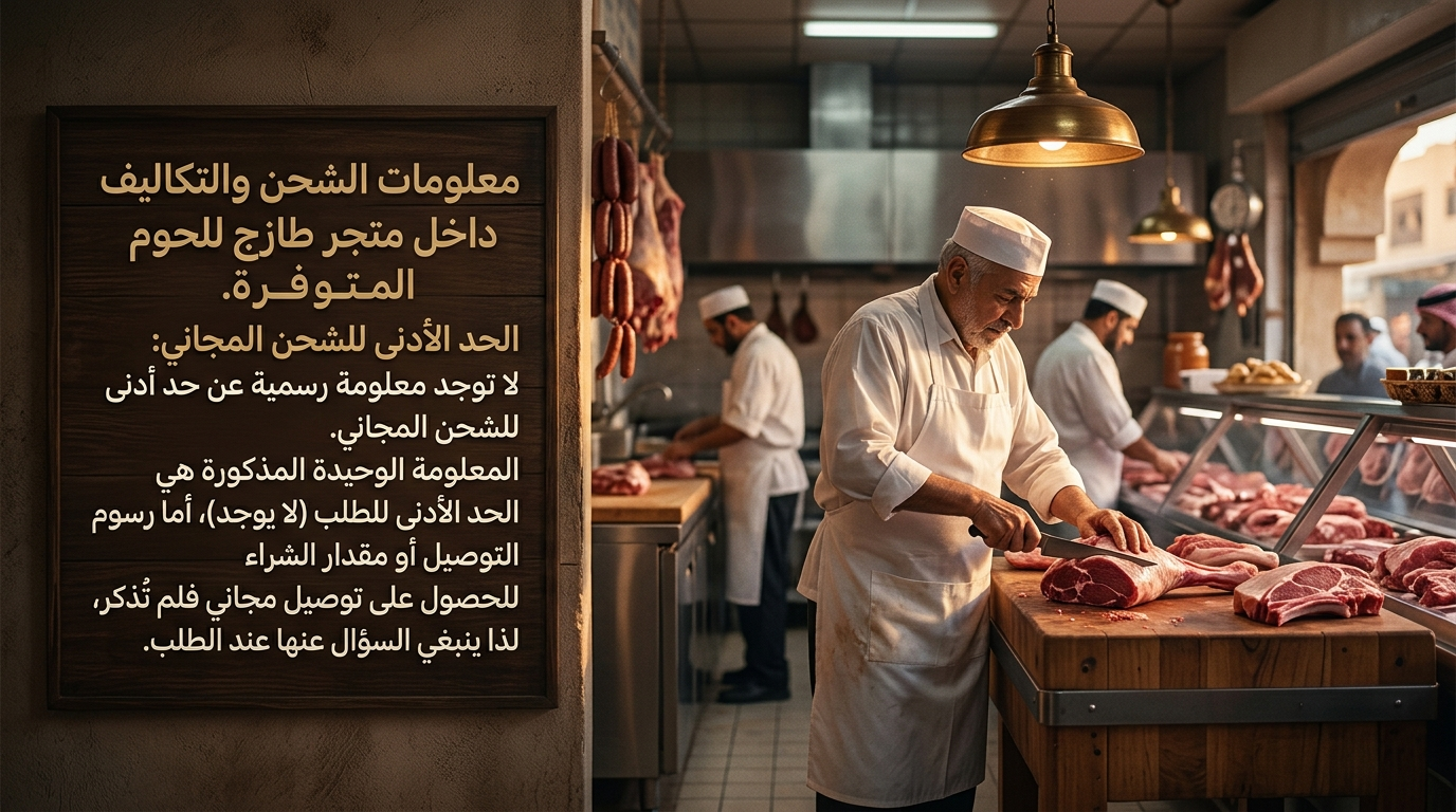 معلومات الشحن والتكاليف المتوفرة داخل متجر طازج لللحوم