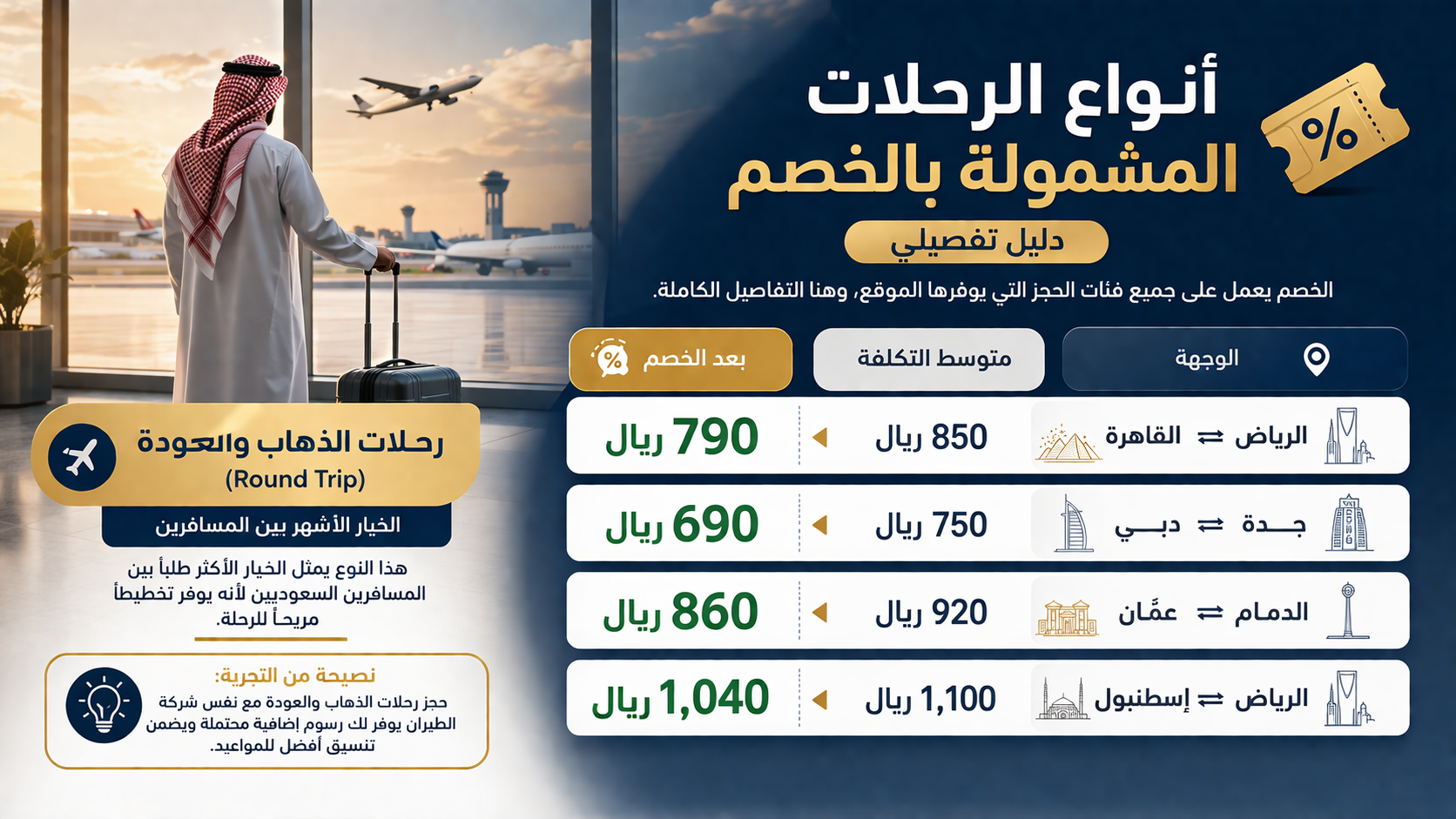 انواع الرحلات المشمزلة لمتجر الترناتيف ايرلاينز