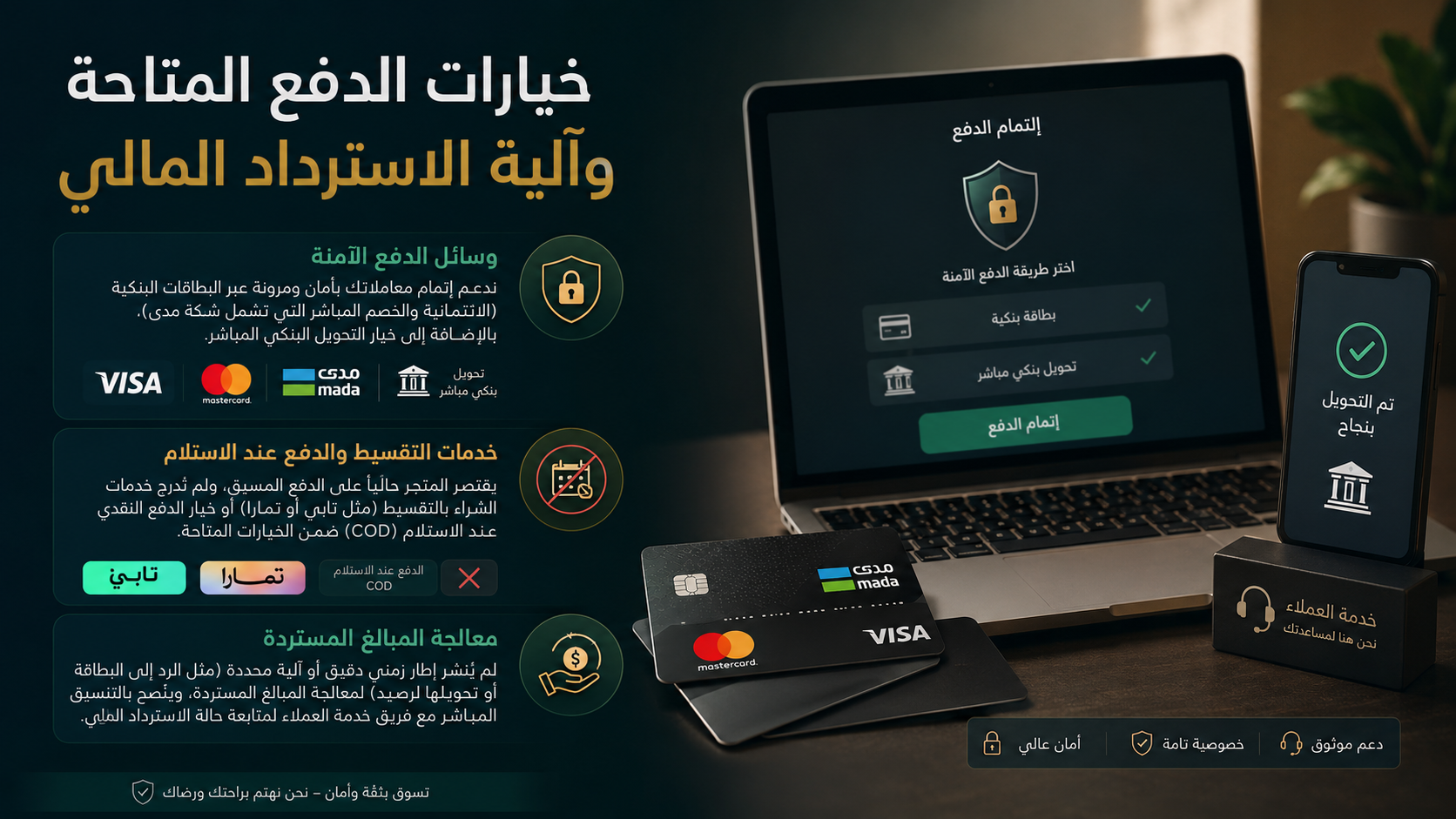 خيارات الدفع المتاحة