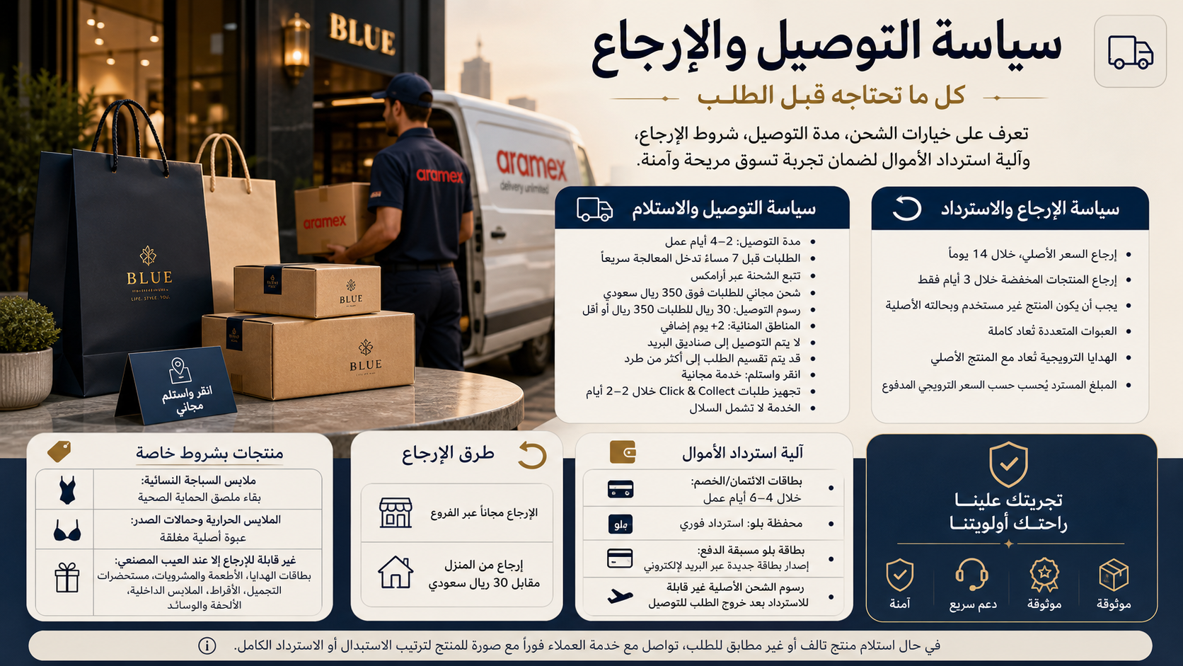 سياسة التوصيل والإرجاع
