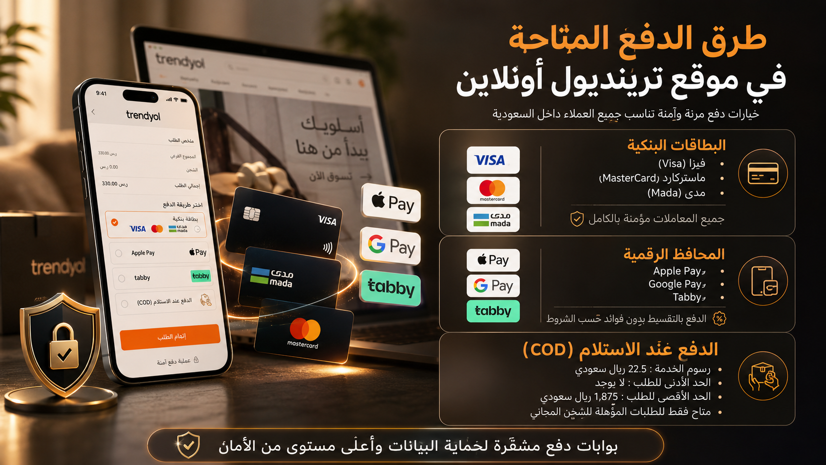 طرق الدفع المتاحة في موقع ترينديول اونلاين