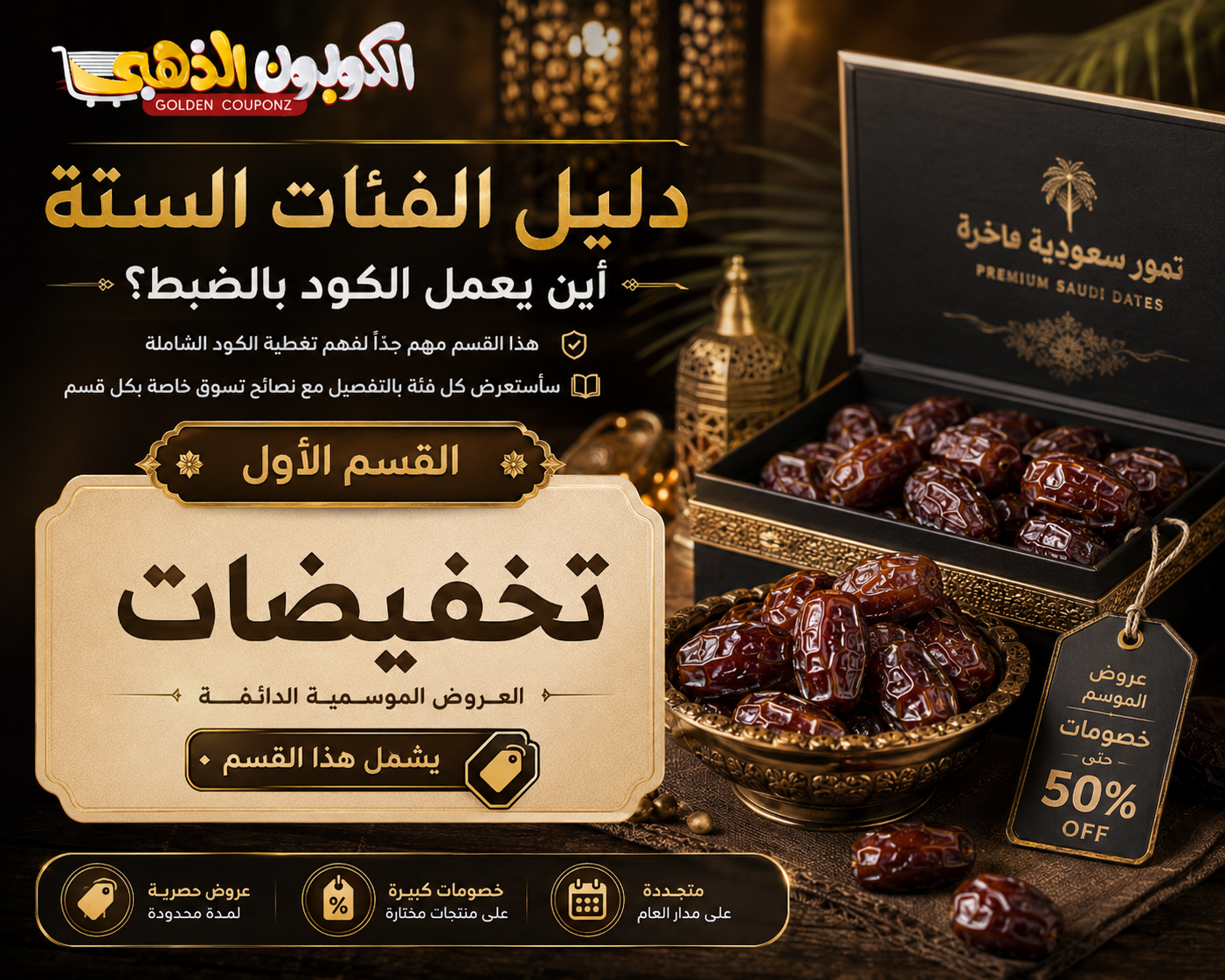 دليل الفئات الستة لمتجر تمر البوادي