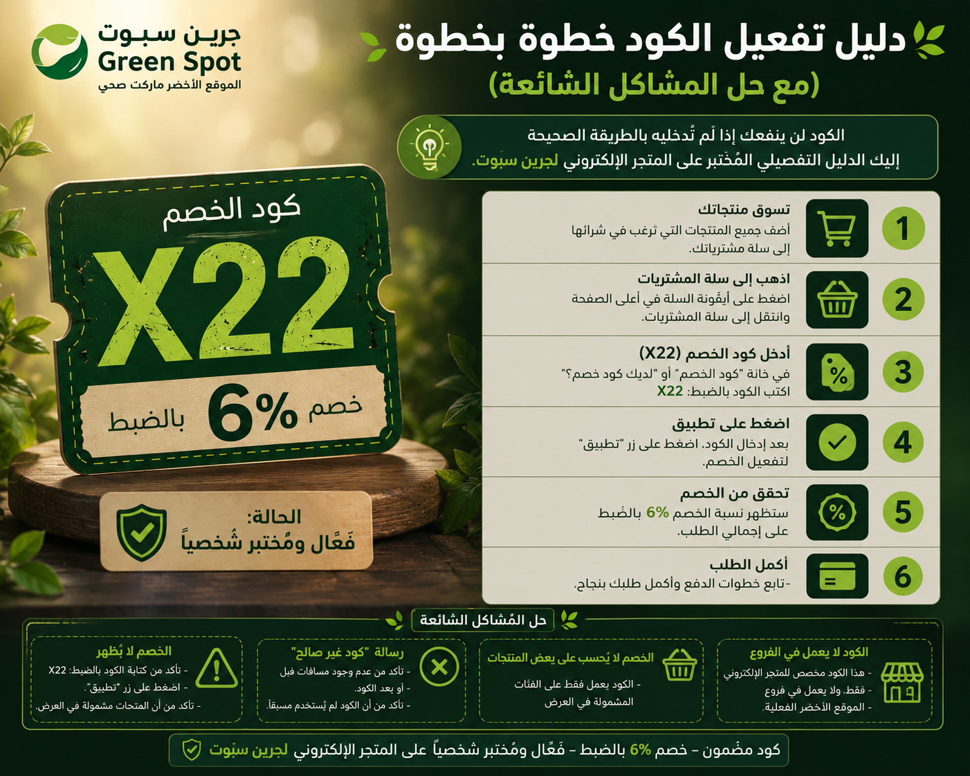 دليل تفعيل كود خصم الومقع الاخضر