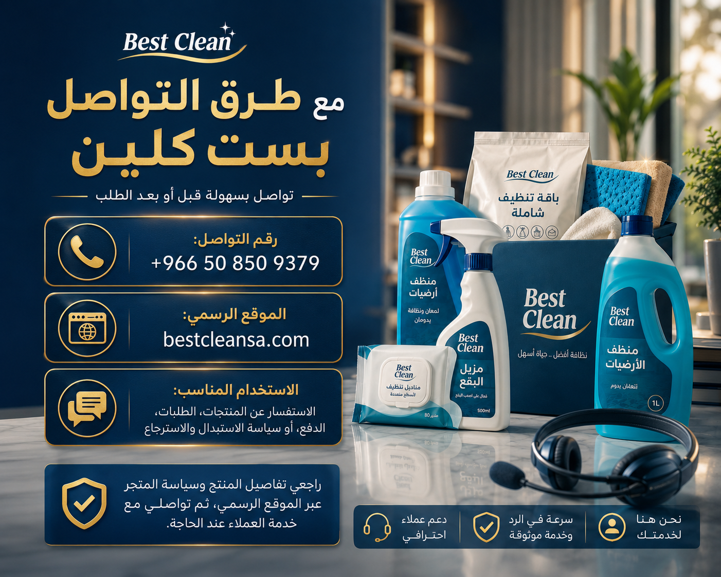 طرق التواصل مع بست كلين